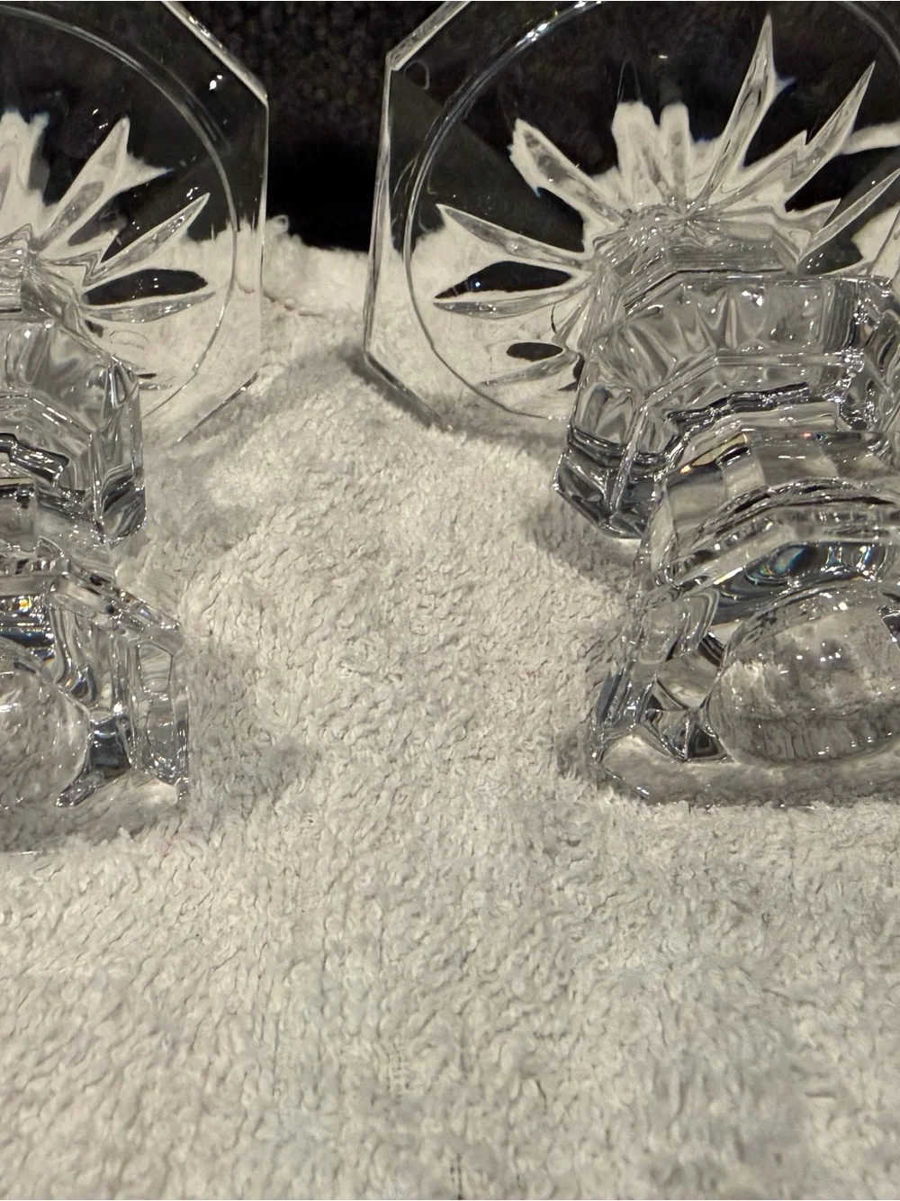 Clear Crystal Glass Candlestick Holders - Pair